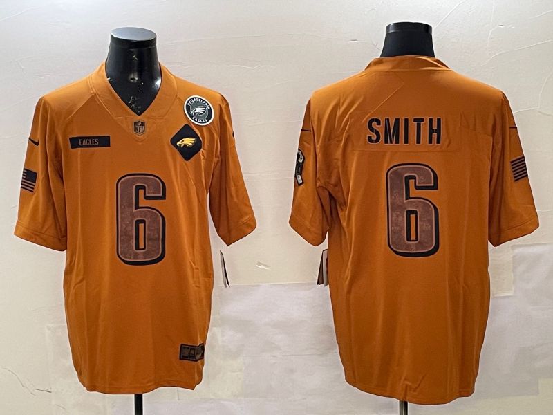 Men Philadelphia Eagles #6 Smith Yellow Nike 2025 Salute to Service Limited NFL Jersey style 4->philadelphia eagles->NFL Jersey